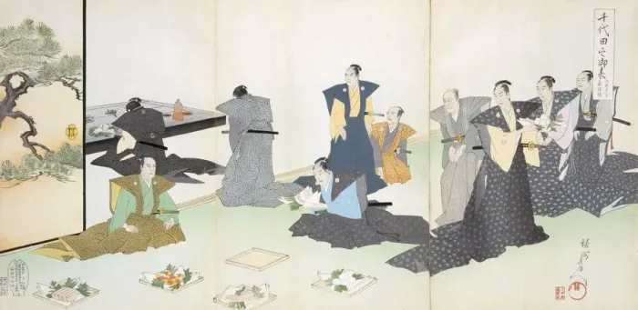 Framed Print : Offerings of Food, 19th Century. Creator: Japanese School (19th century) Framed Print : Offerings of Food, 19th Century. Creator: Japanese School (19th century)