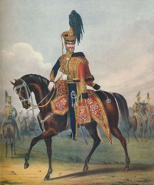 Officer of the 10th (the Prince of Waless Own) Royal Regiment of Hussars, 19th century (1909). Artists: Ralph Nevill, L Mansion,s Eschauzier