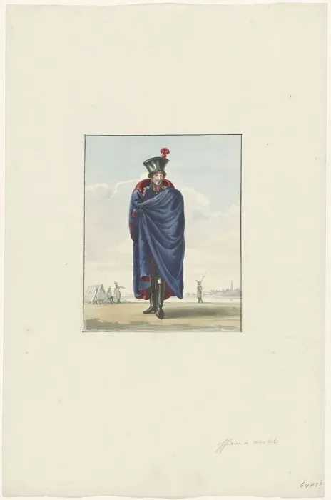 Framed Print : Officer in cape, 1830-1831. Creator: Anon Framed Print : Officer in cape, 1830-1831. Creator: Anon