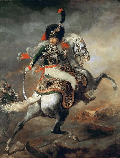 An Officer of the Imperial Horse Guards Charging. Artist: Gericault, Theodore (1791-1824)