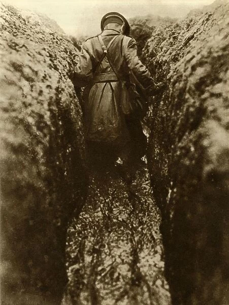 An officer in the trenches, France, First World War, 1916, (1935). Creator: Unknown
