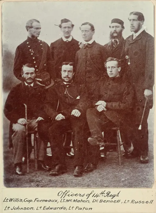 Framed Print : Officers of 14th Regt. - Willis, Ferneaux, McMahon, Dr Bennett, Russell, Johnson, Edwards... c.1900 Creator: William Francis Gordon Framed Print : Officers of 14th Regt. - Willis, Ferneaux, McMahon, Dr Bennett, Russell, Johnson, Edwards... c.1900 Creator: William Francis Gordon