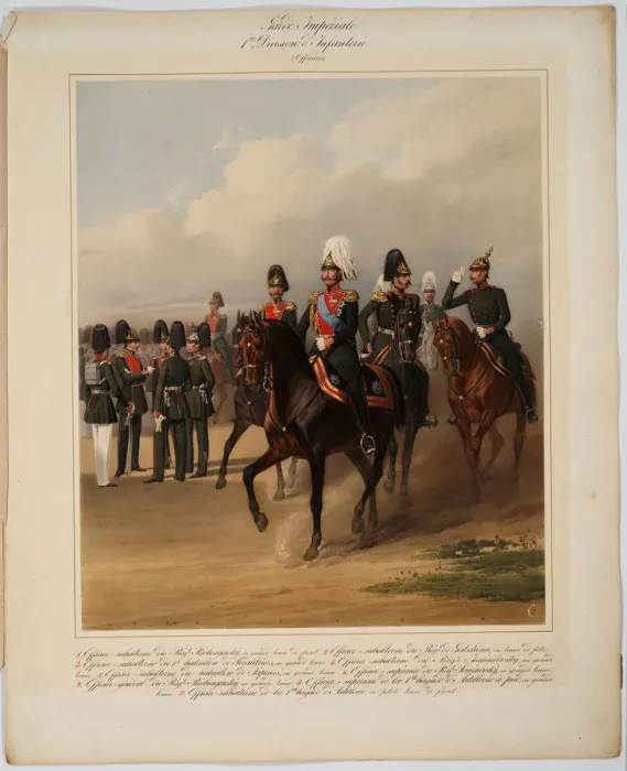 Framed Print : Officers of the 1st Guards Infantry Division of the Russian Imperial Guard, 1867. Artist: Piratsky, Karl Karlovich (1813-1889) Framed Print : Officers of the 1st Guards Infantry Division of the Russian Imperial Guard, 1867. Artist: Piratsky, Karl Karlovich (1813-1889)