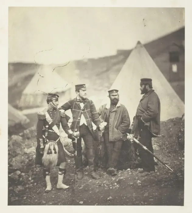 Framed Print : Officers of the 42nd Highlanders, 1855. Creator: Roger Fenton