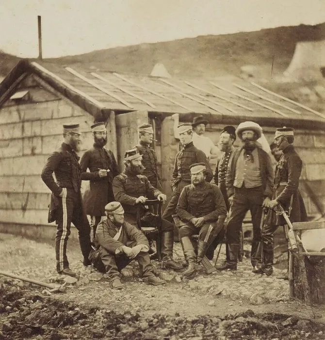 Framed Print : Officers of the 4th Light Dragoons, published 1856. Creator: Roger Fenton Framed Print : Officers of the 4th Light Dragoons, published 1856. Creator: Roger Fenton