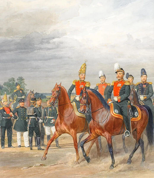 Officers from Cavalry Mounted Regiment. Artist: Piratsky, Karl Karlovich (1813-1889)