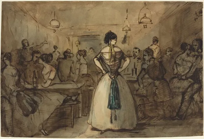 Framed Print : Officers and Courtesans in an Interior, 19th century. Creator: Constantin Guys Framed Print : Officers and Courtesans in an Interior, 19th century. Creator: Constantin Guys