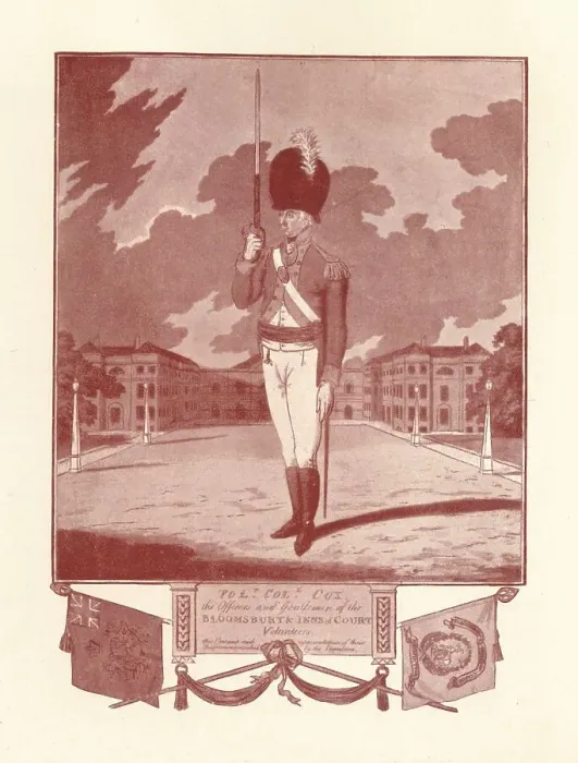 Framed Print : Officers and Gentlemen of the Bloomsbury & Inns of Court Volunteers, 1780-1820, (1909). Artist: Charles Tomkins Framed Print : Officers and Gentlemen of the Bloomsbury & Inns of Court Volunteers, 1780-1820, (1909). Artist: Charles Tomkins