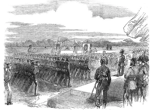 Officers and Privates of the Siege-Train (Royal Artillery) Passing Before the Queen, at Woolwich, 18 Creator: Unknown
