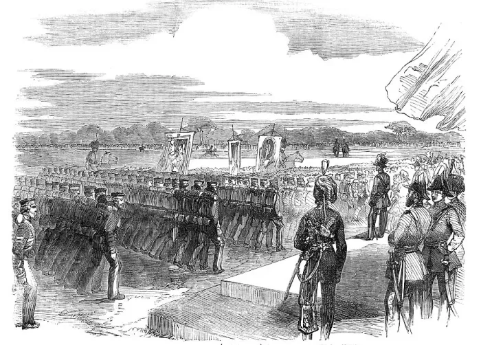 Framed Print : Officers and Privates of the Siege-Train (Royal Artillery) Passing Before the Queen, at Woolwich, 18 Creator: Unknown Framed Print : Officers and Privates of the Siege-Train (Royal Artillery) Passing Before the Queen, at Woolwich, 18 Creator: Unknown