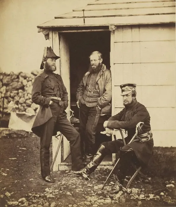 Framed Print : Officers on the Staff of Lt. General Sir G. Brown. 1855. Creator: Roger Fenton Framed Print : Officers on the Staff of Lt. General Sir G. Brown. 1855. Creator: Roger Fenton