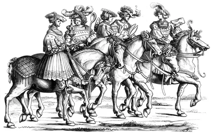 Framed Print : Officers of the table and the chamber of the imperial court, 1512 (1849). Artist: J Resch
