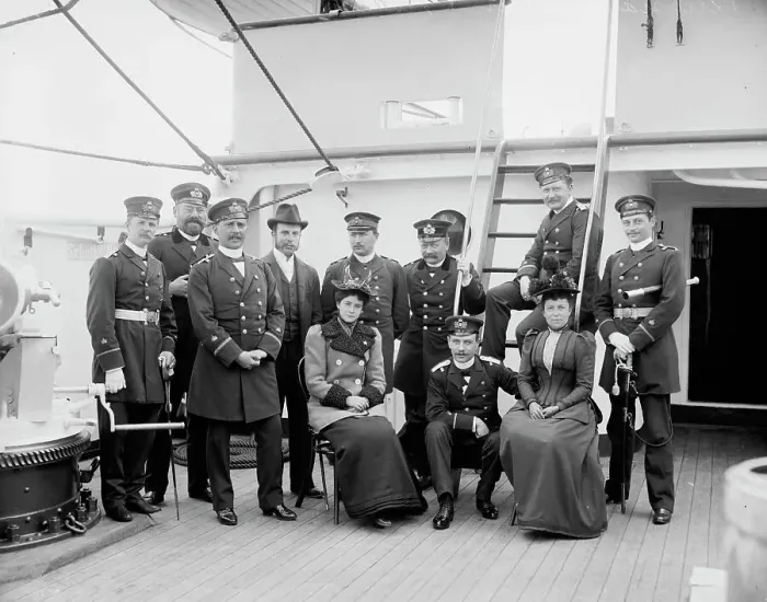 Framed Print : Officers and their visitors, German navy, 1893. Creator: Unknown Framed Print : Officers and their visitors, German navy, 1893. Creator: Unknown