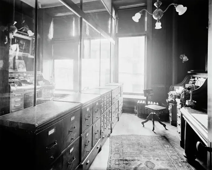 Framed Print : Offices of Mulford & Petry Co. Detroit, Mich. between 1900 and 1910. Creator: Unknown. Offices of Mulford & Petry Co. Detroit, Mich. between 1900 and 1910. Creator: Unknown Framed Print : Offices of Mulford & Petry Co. Detroit, Mich. between 1900 and 1910. Creator: Unknown. Offices of Mulford & Petry Co. Detroit, Mich. between 1900 and 1910. Creator: Unknown