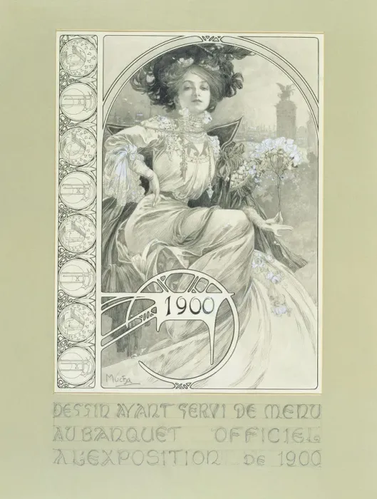 Framed Print : Official Banquet of the Paris International Exhibition 1900. Design for the menu Framed Print : Official Banquet of the Paris International Exhibition 1900. Design for the menu