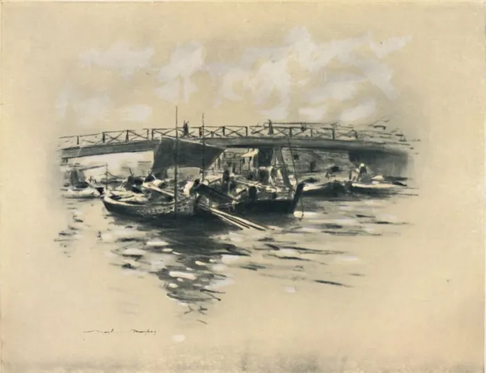 Framed Print : The Ogara River at Tokio, 1903. Artist: Mortimer L Menpes