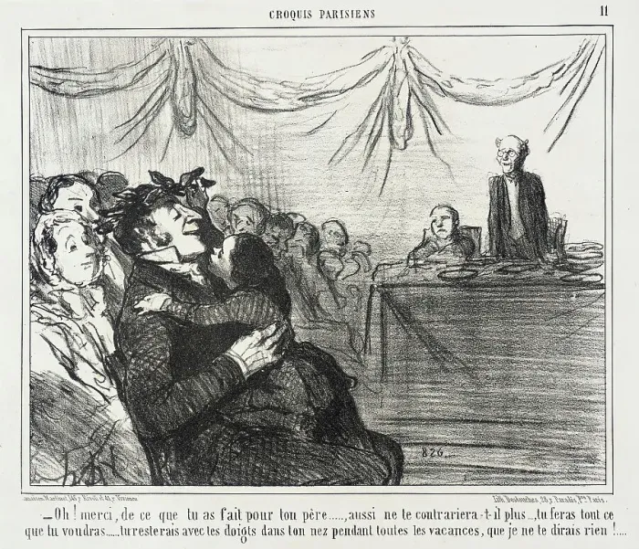 Framed Print : Oh! merci, de ce que tu as fait pour ton père... 1856. Creator: Honore Daumier Framed Print : Oh! merci, de ce que tu as fait pour ton père... 1856. Creator: Honore Daumier