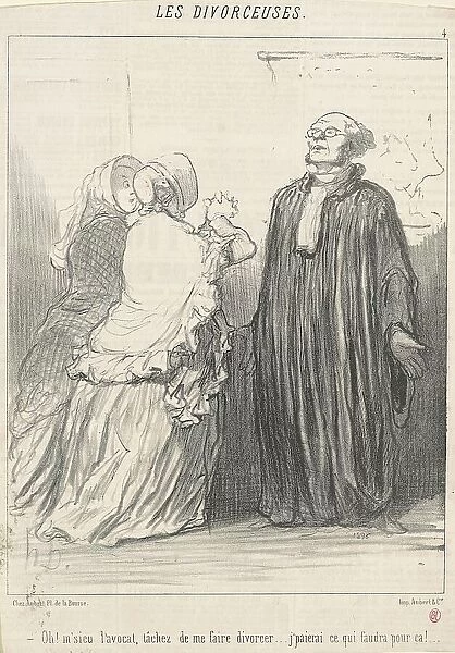 Oh! M'sieu l'avocat, tachez de... 19th century. Creator: Honore Daumier