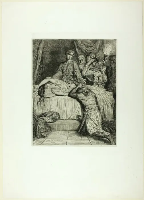 Framed Print : Oh! Oh! Oh!, plate fourteen from Othello, 1844. Creator: Theodore Chasseriau