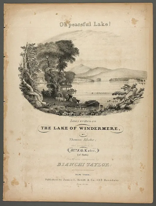 Framed Print : Oh Peaceful Lake! Lines Written on the Lake of Windermere, c.1862. Creator: Pendleton's Lithography Framed Print : Oh Peaceful Lake! Lines Written on the Lake of Windermere, c.1862. Creator: Pendleton's Lithography
