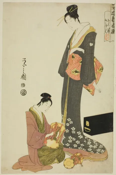 Framed Print : Ohana and Ofuku, from the series A Selection of Entertainers from the Pleasure... c. 1794 / 95. Creator: Hosoda Eishi. Ohana and Ofuku, from the series A Selection of Entertainers from the Pleasure... c. 1794 / 95. Creator: Hosoda Eishi Framed Print : Ohana and Ofuku, from the series A Selection of Entertainers from the Pleasure... c. 1794 / 95. Creator: Hosoda Eishi. Ohana and Ofuku, from the series A Selection of Entertainers from the Pleasure... c. 1794 / 95. Creator: Hosoda Eishi