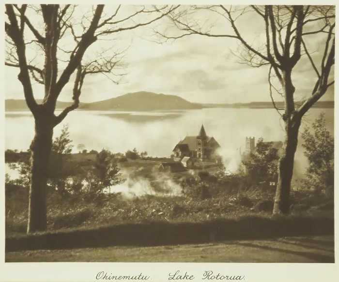 Framed Print : Ohinemutu, Lake Rotorua. From the album: Camera Pictures of New Zealand, 1920s. Creator: Harry Moult