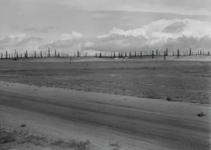 Framed Print : Oil fields, Kern County, California, 1938. Creator: Dorothea Lange Framed Print : Oil fields, Kern County, California, 1938. Creator: Dorothea Lange
