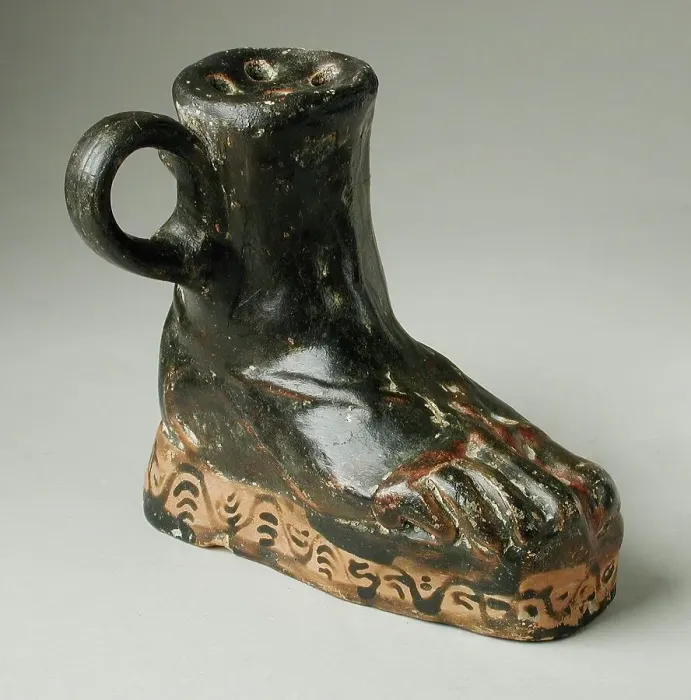 Framed Print : Oil-Jar (Askos) in the Form of a Foot Wearing a Sandal, 2nd century BC. Creator: Unknown Framed Print : Oil-Jar (Askos) in the Form of a Foot Wearing a Sandal, 2nd century BC. Creator: Unknown