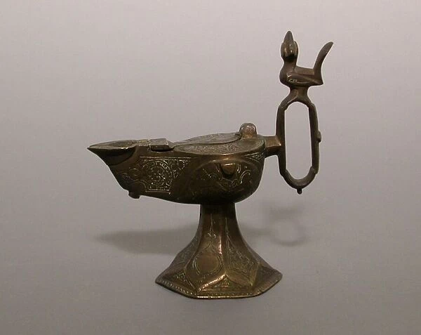Oil Lamp (Cheragh), Ilkhanid dynasty (1256-1353), Early 13th century. Creator: Unknown