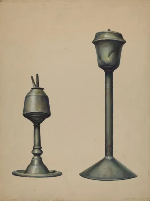 Framed Print : Two Oil Lamps, c. 1938. Creator: Walter Hochstrasser Framed Print : Two Oil Lamps, c. 1938. Creator: Walter Hochstrasser