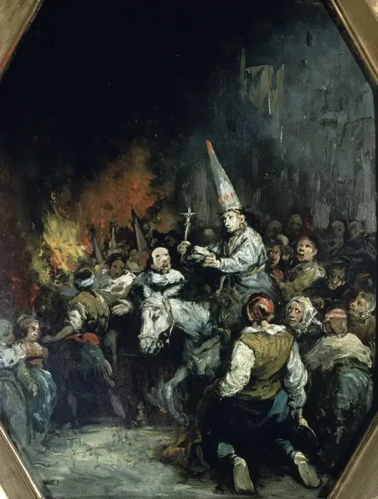 Framed Print : Oil representing Condemned by the Inquisition Framed Print : Oil representing Condemned by the Inquisition