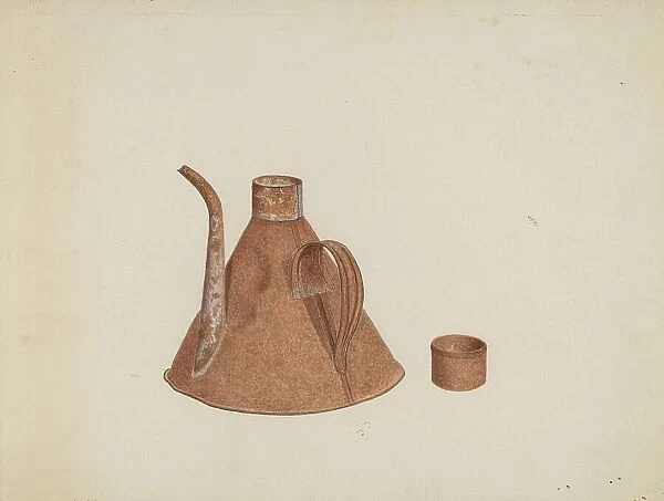 Oil Can with Spout, c. 1938. Creator: Earl Butlin