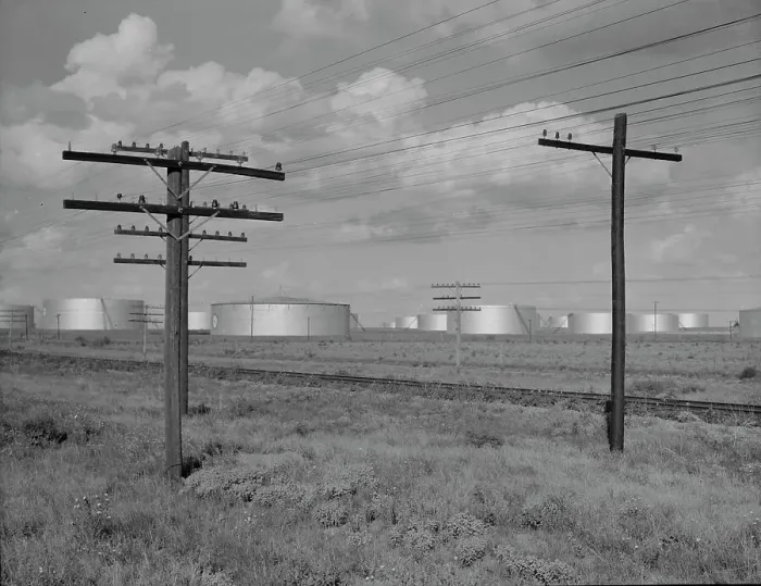 Framed Print : Oil tanks near Midland, western Texas, 1937. Creator: Dorothea Lange Framed Print : Oil tanks near Midland, western Texas, 1937. Creator: Dorothea Lange