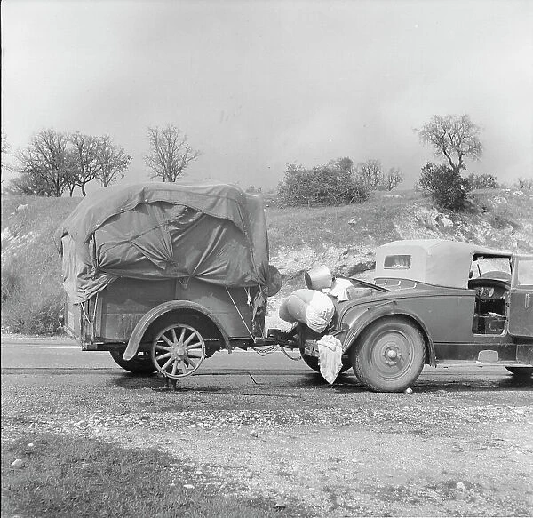 An oil worker builds himself a trailer and takes to the road, California, 1936. Creator: Dorothea Lange