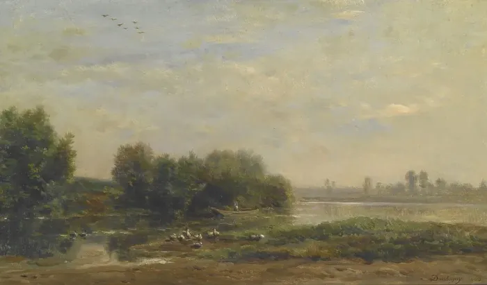 Framed Print : On the Oise, 1863. Creator: Charles Francois Daubigny Framed Print : On the Oise, 1863. Creator: Charles Francois Daubigny