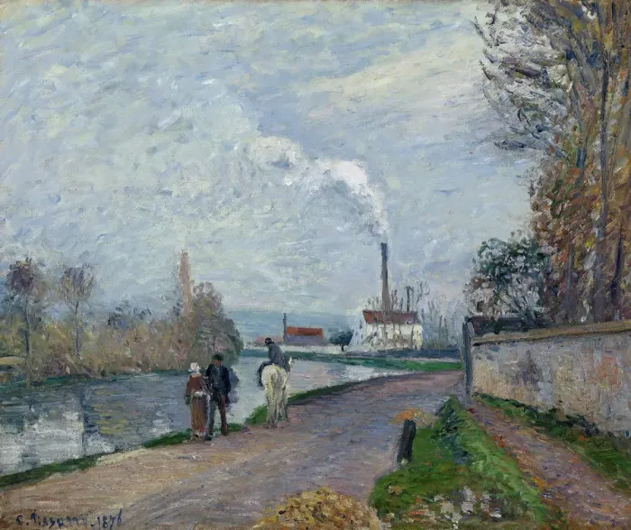 Framed Print : The Oise near Pontoise in Grey Weather, 1876. Artist: Pissarro, Camille (1830-1903) Framed Print : The Oise near Pontoise in Grey Weather, 1876. Artist: Pissarro, Camille (1830-1903)