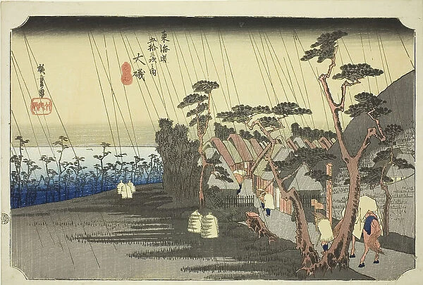 Oiso: Tora's Rain (Oiso, Tora ga ame), from the series 'Fifty-three Stations of the... c. 1833 / 34. Creator: Ando Hiroshige. Oiso: Tora's Rain (Oiso, Tora ga ame), from the series 'Fifty-three Stations of the... c. 1833 / 34