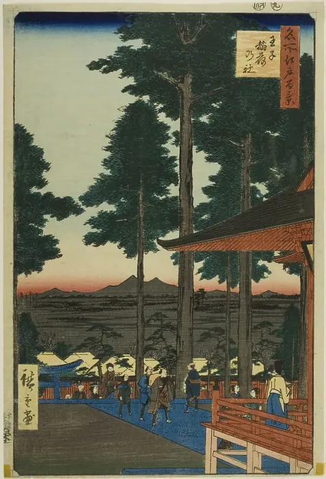 Framed Print : Oji Inari Shrine (Oji Inari no yashiro), from the series “One Hundred Famous Views of...”, 1857. Creator: Ando Hiroshige Framed Print : Oji Inari Shrine (Oji Inari no yashiro), from the series “One Hundred Famous Views of...”, 1857. Creator: Ando Hiroshige
