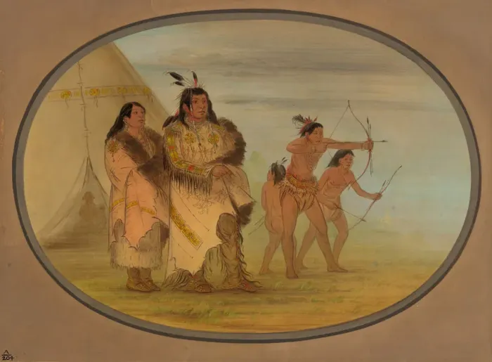 Framed Print : Ojibbeway Indians, 1861 / 1869. Creator: George Catlin Framed Print : Ojibbeway Indians, 1861 / 1869. Creator: George Catlin