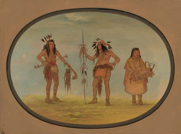 Two Ojibbeway Warriors and a Woman, 1861  /  1869. Creator: George Catlin