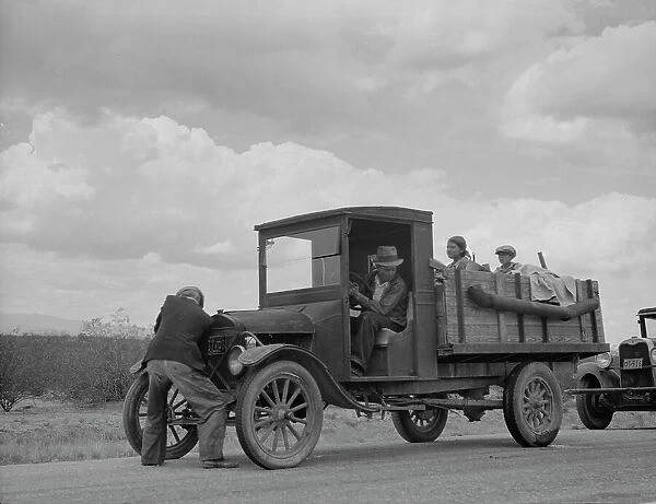 Oklahoma drought refugees stalled on highway near Lordsburg, New Mexico, 1937. Creator: Dorothea Lange