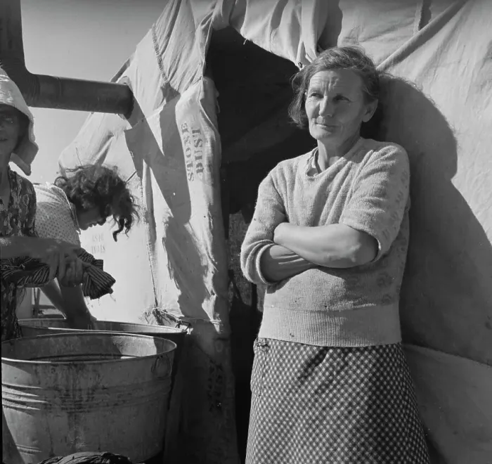Framed Print : Oklahoma grandmother in southern California squatter's camp, 1937. Creator: Dorothea Lange Framed Print : Oklahoma grandmother in southern California squatter's camp, 1937. Creator: Dorothea Lange