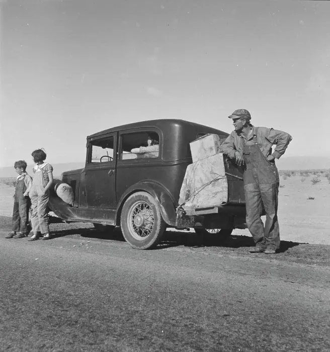Framed Print : Oklahoma sharecropper entering California, 1937. Creator: Dorothea Lange Framed Print : Oklahoma sharecropper entering California, 1937. Creator: Dorothea Lange