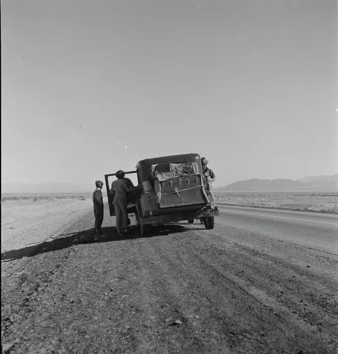 Framed Print : Oklahoma sharecropper entering California, 1937. Creator: Dorothea Lange Framed Print : Oklahoma sharecropper entering California, 1937. Creator: Dorothea Lange