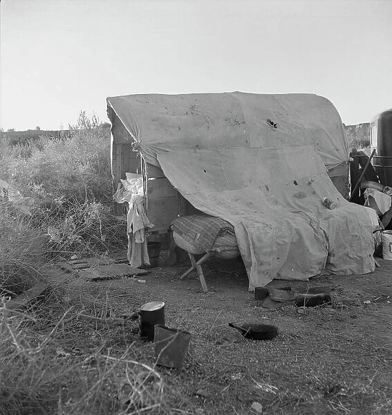 Oklahomans encamped on a river bottom near Holtville, California, 1937. Creator: Dorothea Lange