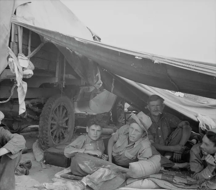 Framed Print : Oklahomans in potato pickers camp near Shafter, California, 1937. Creator: Dorothea Lange Framed Print : Oklahomans in potato pickers camp near Shafter, California, 1937. Creator: Dorothea Lange