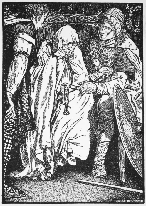 Framed Print : Olaf took the old woman in his arms, 10th or 11th century (1913)