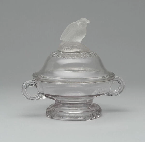 Old Abe  /  Frosted Eagle covered footed dish, 1880  /  90. Creator: Crystal Glass Company