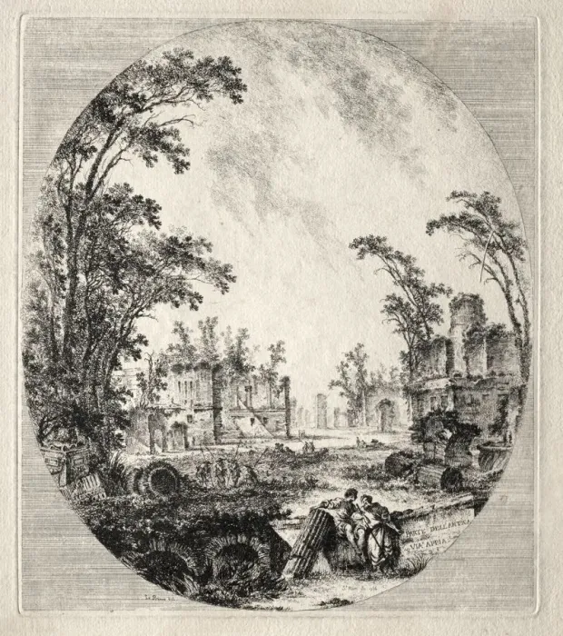 Framed Print : Part of the Old Appian Way, 1756. Creator: Jean-Claude-Richard de Saint-Non (French, 1727-1791) Framed Print : Part of the Old Appian Way, 1756. Creator: Jean-Claude-Richard de Saint-Non (French, 1727-1791)