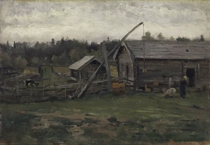 Framed Print : Old Barn, Hedmark, 1876. Creator: Gerhard Munthe Framed Print : Old Barn, Hedmark, 1876. Creator: Gerhard Munthe